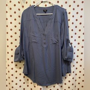 Torrid Harper Challis 3/4 Sleeve, Blue, Size 2 (2X 18-20), Gently Used